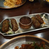 HARA BHARA KEBAB (VEGAN) Subtle spiced spinach, potatoes & green peas croquettes #Veganuary at Bombay to Mumbai in Stockport