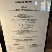 Dinner menu  at Red Rock Grill in Springdale
