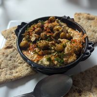 Hummus with pita at Lulu EthioVegan in Minneapolis