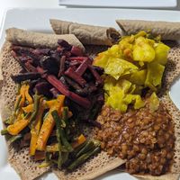 Medium veggie sampler at Lulu EthioVegan in Minneapolis