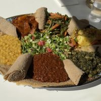 Large sharing platter   at Lulu EthioVegan in Minneapolis