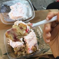 strawberry cake at Vegetart Cuina Vegana in Barcelona