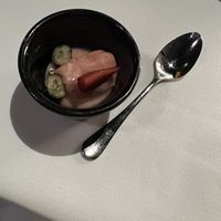 Strawberry sorbet with olive oil  at Acquapazza in Beau Champ