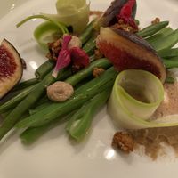 Broad bean and fig salad with a preserved lemon sauce at Rasoterra in Barcelona