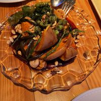 Roasted pumpkin with sea vegetables  at Rasoterra in Barcelona