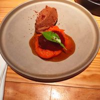 Chocolate ice-cream with tomato textures at Rasoterra in Barcelona