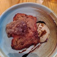 French toast with aubergine marmelade and pistachio cream at Rasoterra in Barcelona