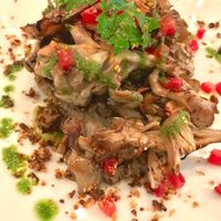 Baked maitake mushrooms with a courgette purée, tomato concasse, garlic and parsley.
THIS DISH IS AMAZING! I came back to this restaurant twice just to have this. I would've gone back a third time if I had enough time. Cooked to perfection, seasoned beautifully, amazing fleshy hearty texture and decent portion. I'm still dreaming of it haha. at Rasoterra in Barcelona