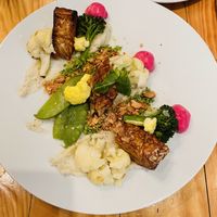 Almond tempeh   at Rasoterra in Barcelona