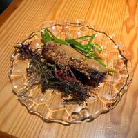 Potatoe and pear millefeulle  at Rasoterra in Barcelona