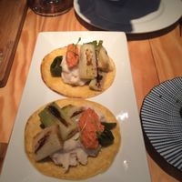 Vegan tacos - white bean purée, grilled vegetables. Not the best thing they had on the menu.  at Rasoterra in Barcelona