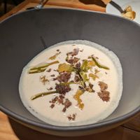 Ajoblanco (cold almond soup) at Rasoterra in Barcelona