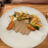 Courgettes with tempeh cream  at Rasoterra in Barcelona