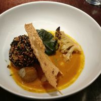 curry, Dal, rice sesam ball... at Rasoterra in Barcelona