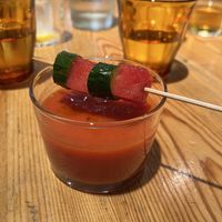Gazpacho with cucumber and watermelon   at Rasoterra in Barcelona