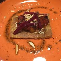 chickpea farinata with ratatouille & beetroots at Rasoterra in Barcelona