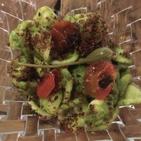 Another dish: pasta with pesto, olives, tomato... at Rasoterra in Barcelona