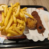 Cheesezero croquette and grizzli (Spicy) at Pepas Vegan Frituur in Leuven