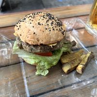 Burger is okay  at La Vieja Escuela in Playa Del Carmen