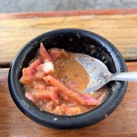 I think this is the best hot sauce I’ve ever hadd  at La Vieja Escuela in Playa Del Carmen