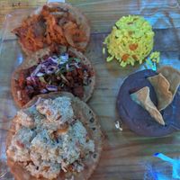 Trio of tacos  #Veganuary at La Vieja Escuela in Playa Del Carmen