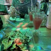 Nachos and watermelon water   at La Vieja Escuela in Playa Del Carmen