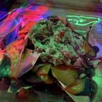 Nachos with cheese and guacamole   at La Vieja Escuela in Playa Del Carmen