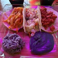 Carrot taco, potato-quinoa, sou   at La Vieja Escuela in Playa Del Carmen
