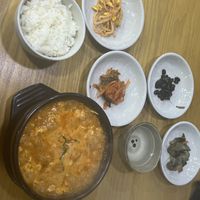 some banchan is vegan! avoid the kimchi  at Our Handmade Tofu 우리콩손두부 in Anyang