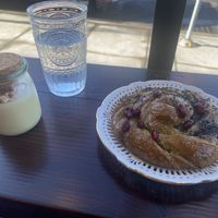 Lemon curd Cream pot & Matcha sticky bun  at Orange & Blossom Patisserie in Portland