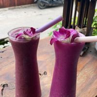 Berry smoothie and dragonfruit smoothie with protein powder yummmm and decent size  at Pure Vegan Heaven - Old Town in Chiang Mai