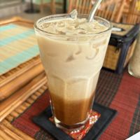 Mondulkiri iced coffee with homemade nut milk  at Cambodhi in Kampot