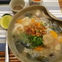 Vegan congee at Cambodhi in Kampot