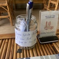 Cute little order pen & paper thing / wifi  at Cambodhi in Kampot