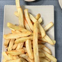 French fries came with paprika seasoning and homemade (?) tomato sauce - very goodd  at An Nhi Chay in Hue