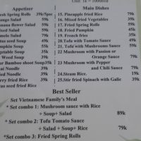 Menu at An Nhi Chay in Hue