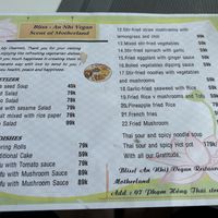 Menu  at An Nhi Chay in Hue