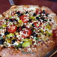 veggie pizza with daiya cheese at Mellow Mushroom in Tallahassee