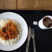 lunch in the canteen with tea at mmhio in Kiel