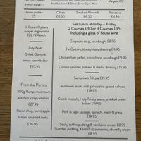 New set lunch menu  at Samphire in Whitstable