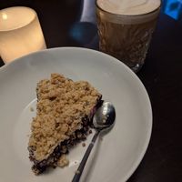 Vegan gluten free blueberry pie, no vegan whip cream :( at Fåtöljen in Stockholm