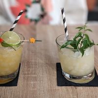 Passion fruit spicy margherita and pineapple dream cocktails at Jungle Bistro in Ibiza