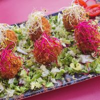 Leek and corgette croquettes. Absolutely delicious! at Jungle Bistro in Ibiza