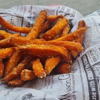 Sweet potato fries (with separate vegan sauce) at Jungle Bistro in Ibiza
