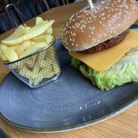 The beyond burger with vegan cheese  at Hotel de Walvisvaarder in Lies
