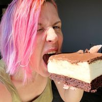 The greatest vegan version of 'Bird's milk" cake from Dasha, the chef of Internet cafe at Internet Cafe in Yerevan