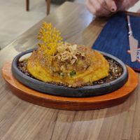 Tofu on a hot plate at Tim's Sa Pa Kitchen in Lao Cai