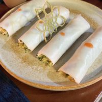 Fresh spring rolls with peanut sauce - very good and fresh!  at Tim's Sa Pa Kitchen in Lao Cai
