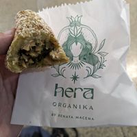 High protein vegan mushroom and broccoli coxinha at CGH - Hera Organika - Departures After Security in Sao Paulo