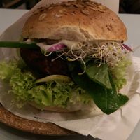 One chickpea burger - delicious! at Krowarzywa - Hoza in Warsaw